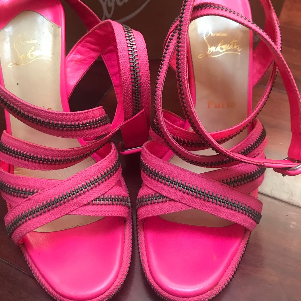 Christian Louboutin pink sandal heel!
